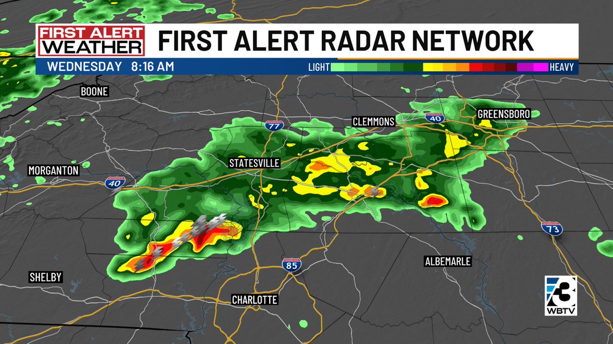 First Alert: Strong lightning & heavy downpours continue north of #CLT. #NCwx #SCwx #CLTwx