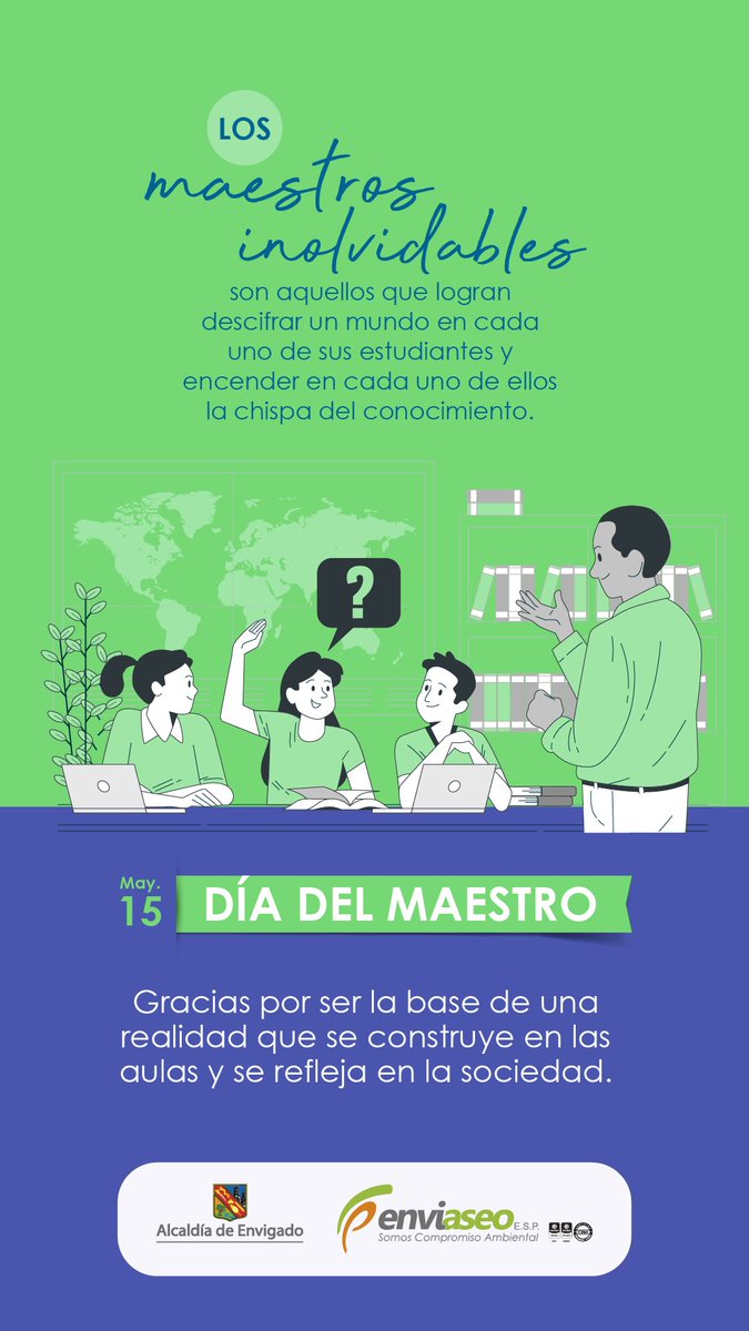 👩🏻‍🏫🧑🏼‍🏫👨🏼‍🏫 

1️⃣5️⃣ de mayo

Día del Maestro