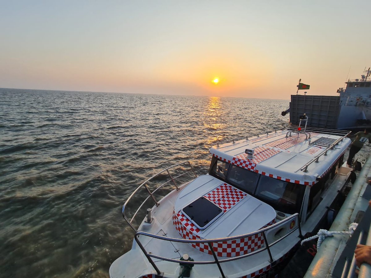 UNHCR_BGD's tweet photo. Bhasan Char became a lot safer for refugees today, with the arrival of a sea ambulance 🚤🩺 

Thanks to @tikadakka and the Turkish people 🇹🇷, the ambulance connects the island to hospitals on the Bangladeshi mainland - a vital resource in case of emergency. https://t.co/GDQQWAZTUJ