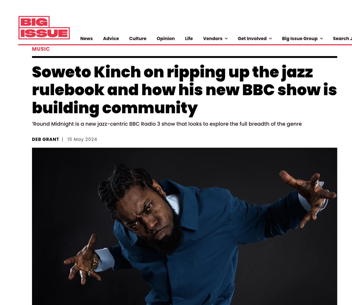 👀Head over to The Big Issue today to read the rather wonderful @djdebgrant's interview with @sowetokinch covering our @BBCRadio3 weekday jazz show 'Round Midnight x the jazz genre. 🔗bigissue.com/culture/music/…