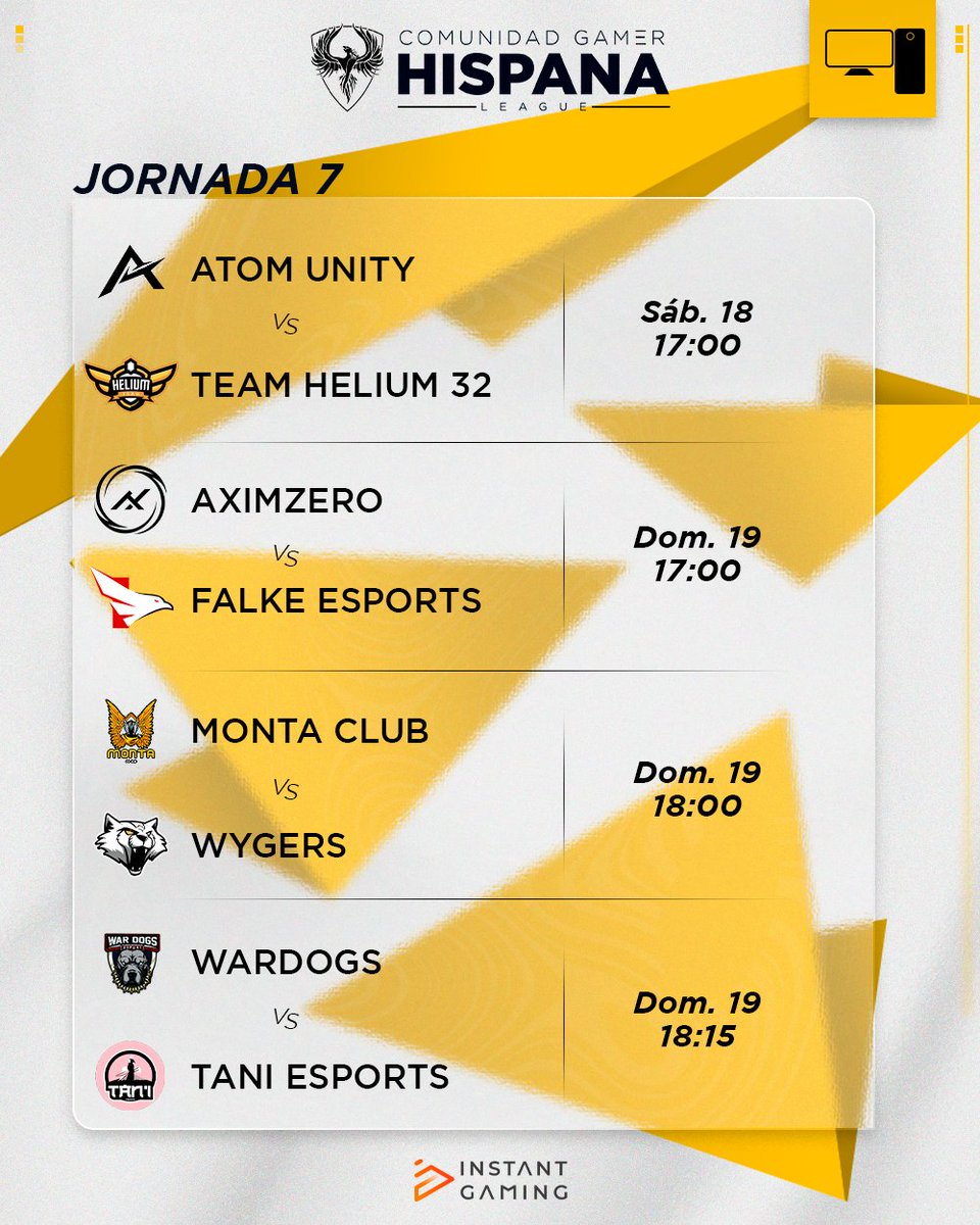 📆 ||   𝐉𝐎𝐑𝐍𝐀𝐃𝐀 𝟳      

¡Ultima jornada y mucho en juego! 🤯

¿Quiénes serán los 6 equipos que consigan acceder a la fase final? 🧐

¡suerte a todos los equipos!🍀

#CGHLeague 💻