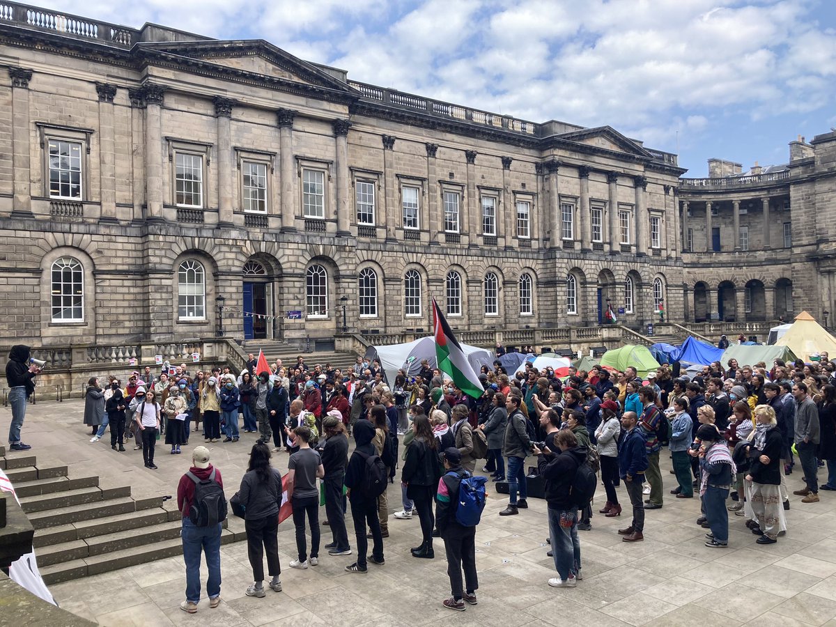 University of Edinburgh Gaza Solidarity Encampment. Disclose, divest from settler colonial dispossession.#BalfourUniversity #Nakba76