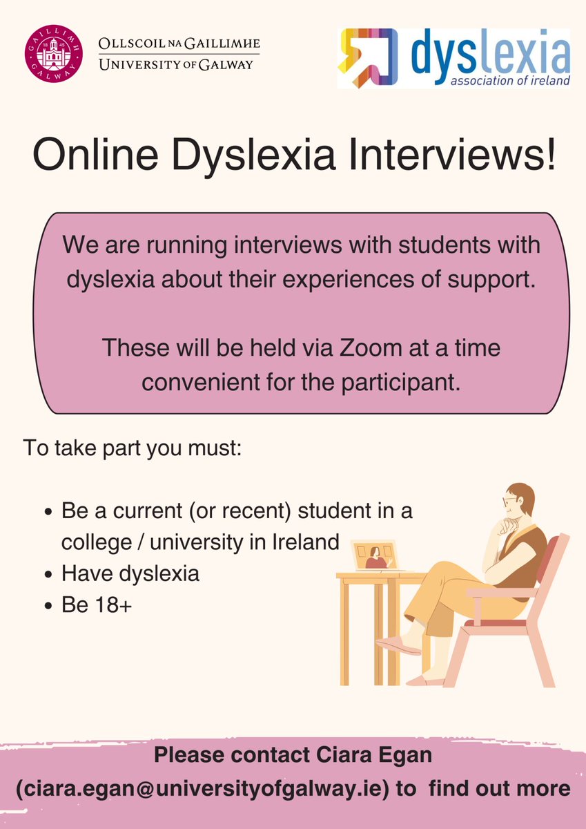 Are you a current student who has dyslexia at a University or College in Ireland? Please consider taking part in this research project. ⬇