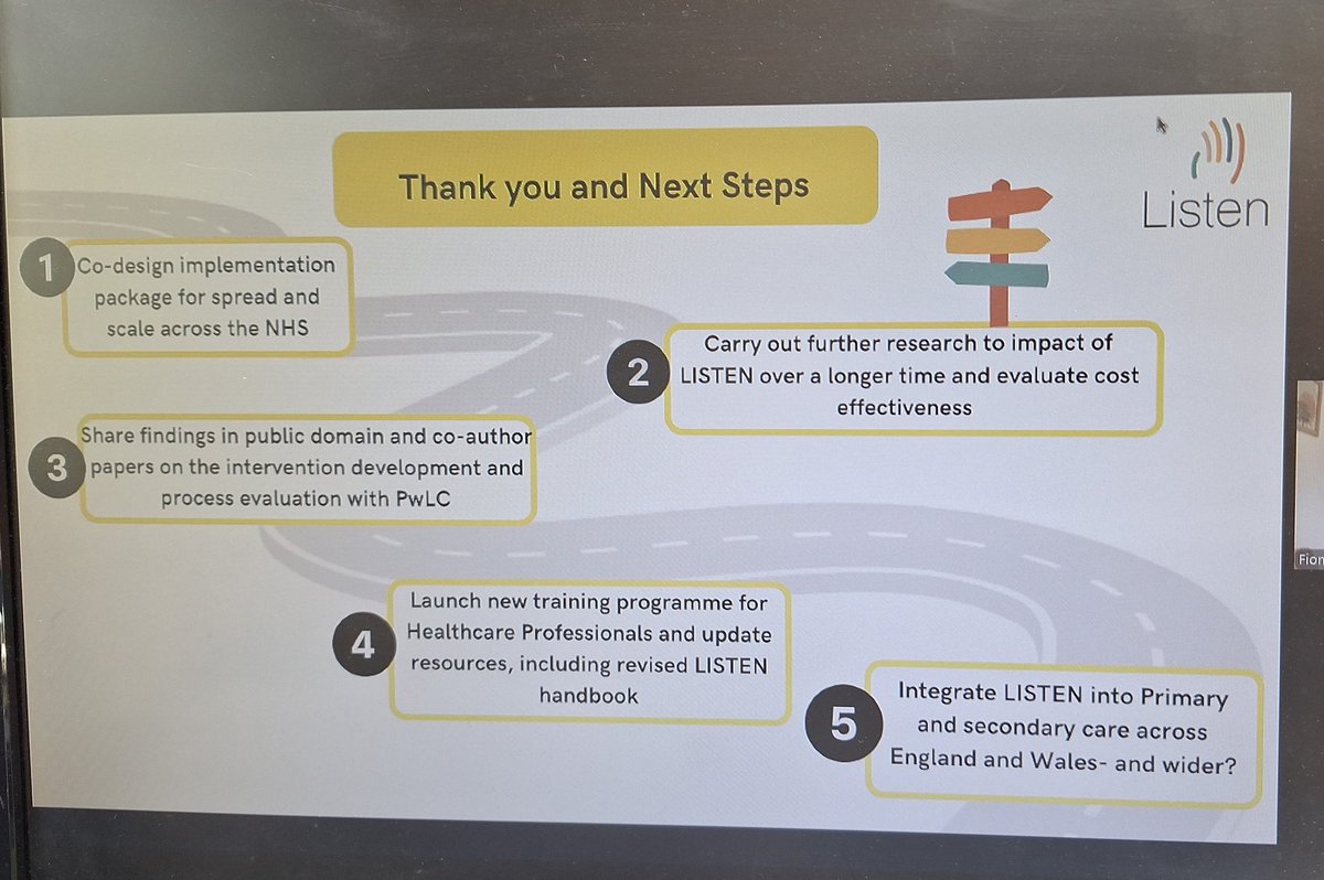 @DrJackieMcRae 🎗 (@drjackiem) on Twitter photo It's so exciting to share the RESULTS of <a href="/TheLISTENproj/">The LISTEN project</a> that demonstrate significant change to those who have participated in the intervention. Participants also felt that their experiences were listened to, through a personalised, person-centred approach 👏👏👏 It's so exciting to share the RESULTS of <a href="/TheLISTENproj/">The LISTEN project</a> that demonstrate significant change to those who have participated in the intervention. Participants also felt that their experiences were listened to, through a personalised, person-centred approach 👏👏👏