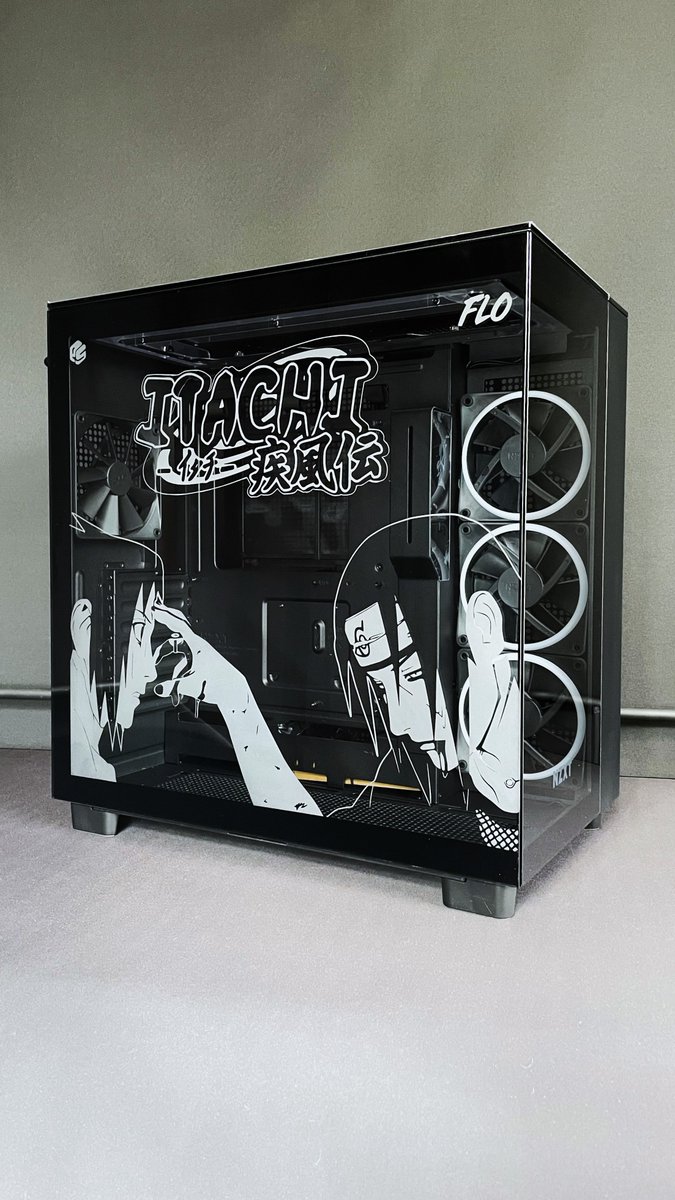 📷Projet Itachi 📷 Petit shooting du NZXT H9 Elite personnalisé avec gravure Itachi pour une commande client. Tout savoir sur mes customisations : -une gravure coûte 230€ -tous les thèmes sont possibles -réalisable sur la vitre de votre boîtier -il est possible de commander un