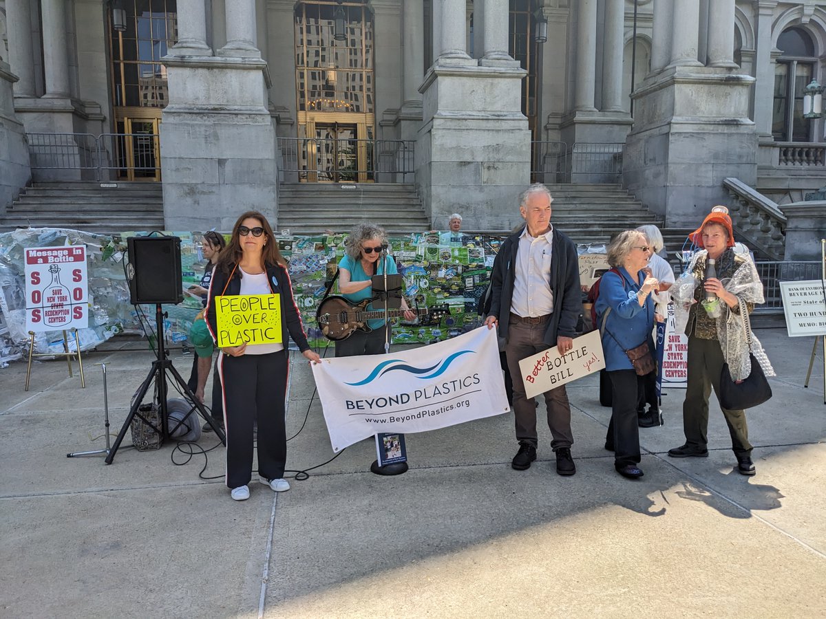 PlasticsBeyond's tweet image. It was inspiring &amp;amp; also bittersweet to rally yesterday at the Capitol to support the Bigger Better Bottle Bill, which we'll always associate with our beloved departed ally, @ryantcarson We brought photos &amp;amp; shouted Halleluljah in his honor. We miss you, Ryan! Let's pass this bill…
