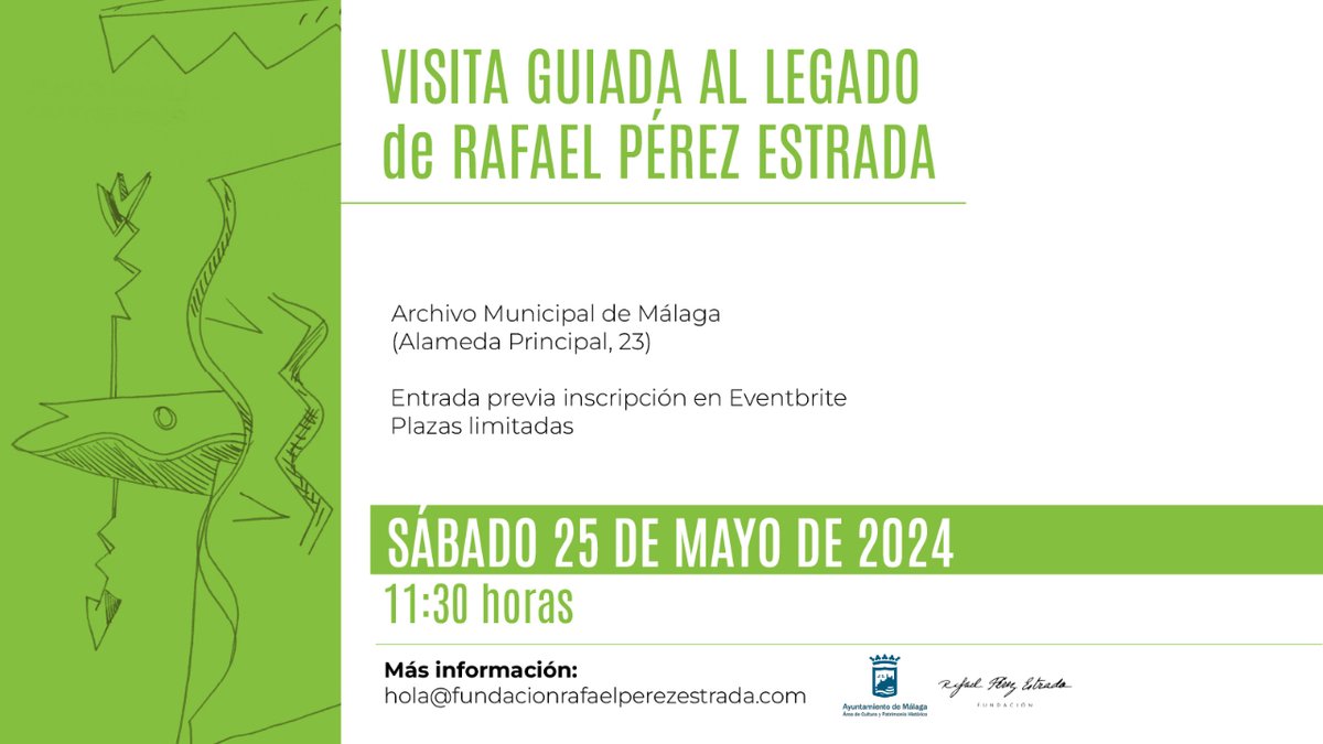 Acompáñanos en una visita guiada por el legado de Rafael Pérez Estrada, que realizamos con motivo del 24 aniversario del fallecimiento del artista.  Las plazas son limitadas ❗  Reserva tu entrada aquí 👉🏻 acortar.link/AsBWMk