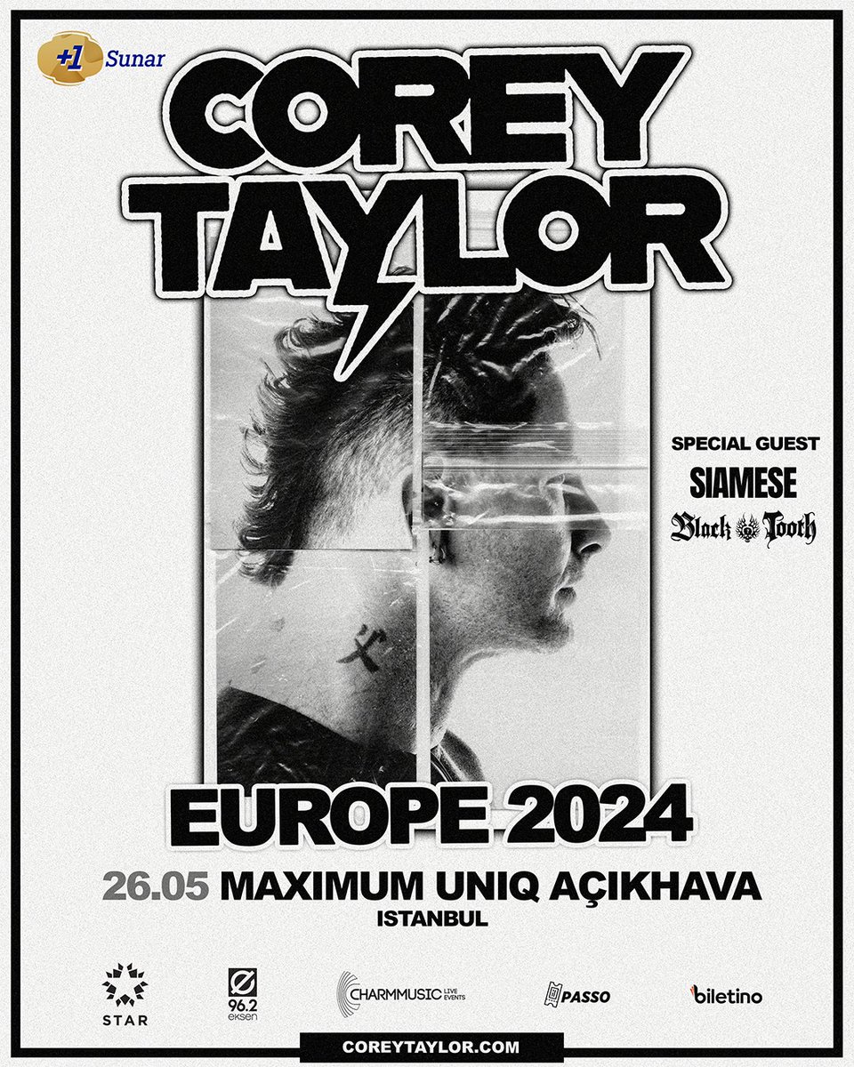 Corey Taylor, +1’in katkılarıyla 26 Mayıs akşamı Maximum Uniq Açıkhava’da hayranlarıyla buluşacak! Uzun süre unutulmayacak konserde Danimarkalı metalcore grubu Siamese ve lokal metal müziğin en iyilerinden Black Tooth da sahnede olacak! Biletler satışta! #MaximumUniq…