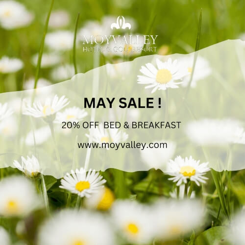 May Sale! 20% off Bed & Breakfast 🤩
👉bit.ly/3UeVLSj

#moyvalleyhotel #kildarehotel #intokildare #irelandsancienteast #hotelbreak #golfbreak #maysale