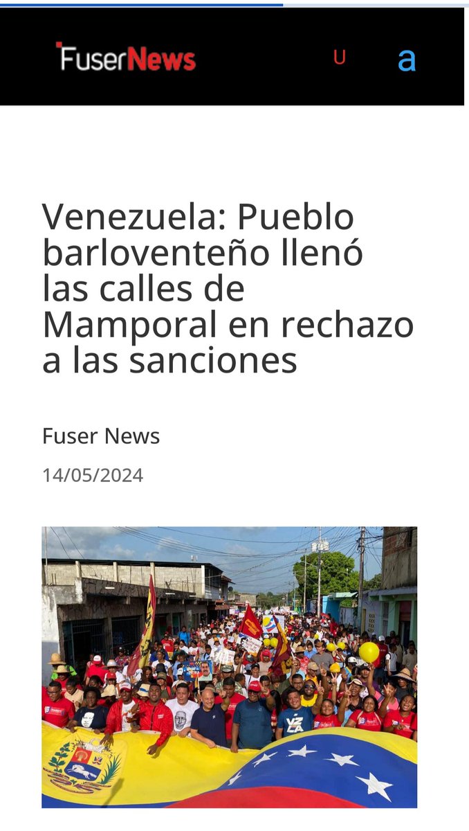 #LaEsperanzaEstaEnLaCalle Miguel Marín, enlace Barlovento,Miranda🗣️'Cada vez que gobierno🇺🇲emita sanción: la respuesta una y mil veces va a ser esta: un pueblo movilizado que ha decidido vivir en paz, vencer y garantizar victoria del Pdte @NicolasMaduro” fusernews.com/venezuela-pueb…