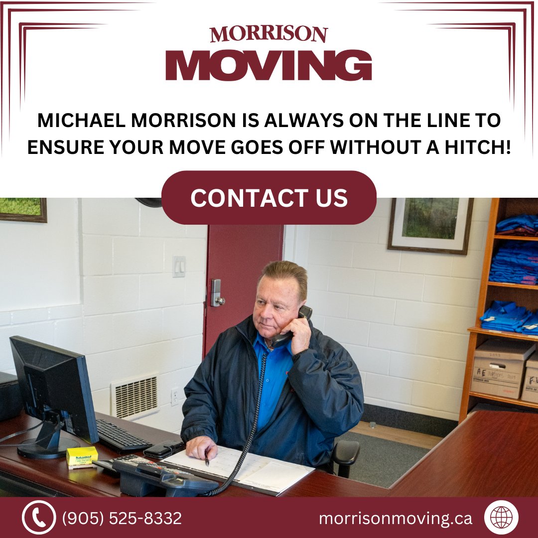 Michael Morrison is always on the line to ensure your move goes off without a hitch! 📞✅ With an unwavering commitment to perfection, he's double-checking every detail of your relocation. Contact Morrison Moving for a stress-free relocation! morrisonmoving.ca