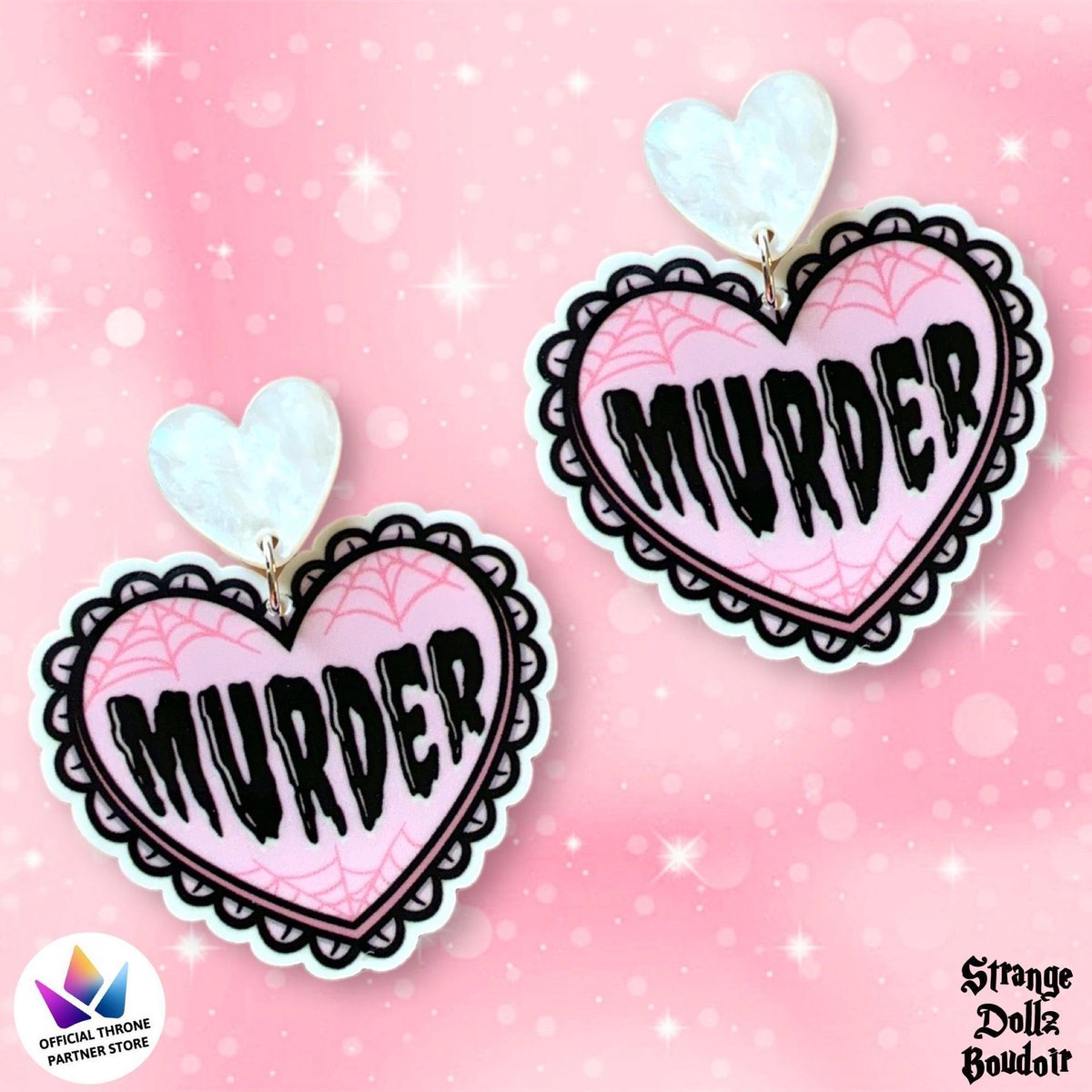 💕🔪 Pastel goth murder earrings ! Available in our store : strange-dollz-boudoir.myshopify.com 👑🎁 Or add them to your #Throne wishlist as we are a partner store : throne.com/products/brand… 🎁#wishlist #twitchtv #contentcreator #vtuber #gothic #LiveStream #pastelgoth #megan #HorrorFamily