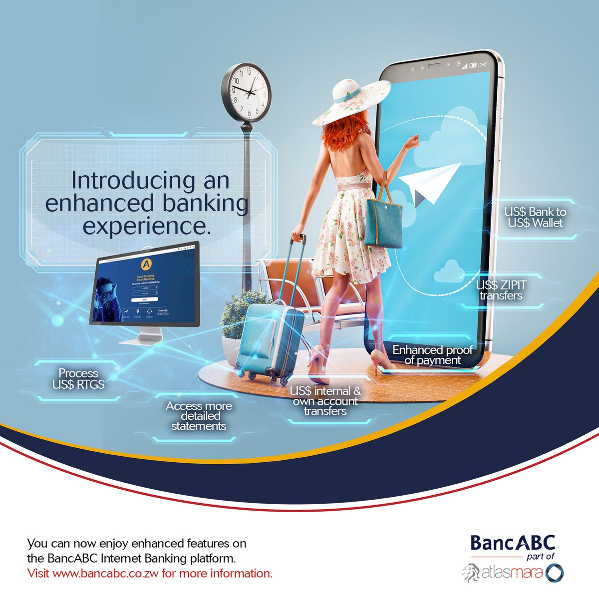 Enjoy enhanced features on the @BancabcZW Internet Banking platform:📱💻 ✅USD & ZiG RTGS transfers ✅USD & ZiG ZIPIT transfers ✅USD & ZiG Internal & Own Account transfers ✅Proof of Payments with digital stamps Visit bancabc.co.zw for more info. #ATeam😎