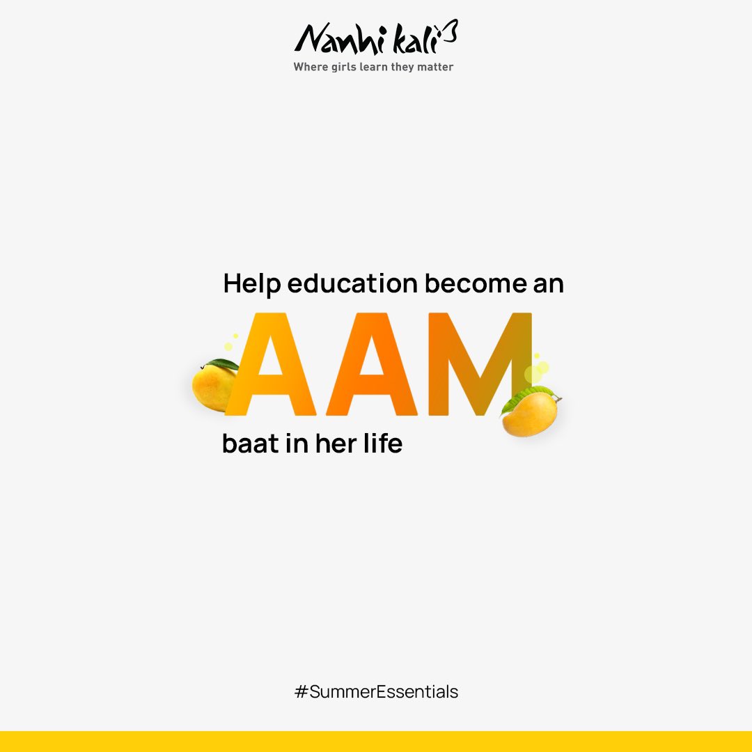 It's time education becomes a necessity, not a novelty. 

Help support underprivileged girls in their educational journey, visit nanhikali.org

#NanhiKali
#WhereGirlsLearnTheyMatter
#EveryGirlMatters
#SummerEssentials