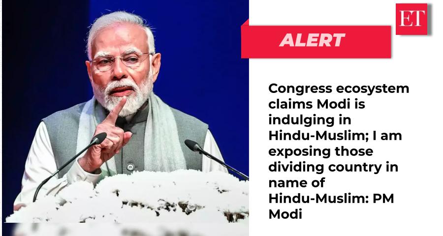 #Congress ecosystem claims #Modi is indulging in #HinduMuslim; I am exposing those dividing country in name of Hindu-Muslim: #PMModi (Source: PTI)

🗳️ #LokSabhaElections2024 News Updates ➠   ecoti.in/P9pfDb   #ElectionsWithET