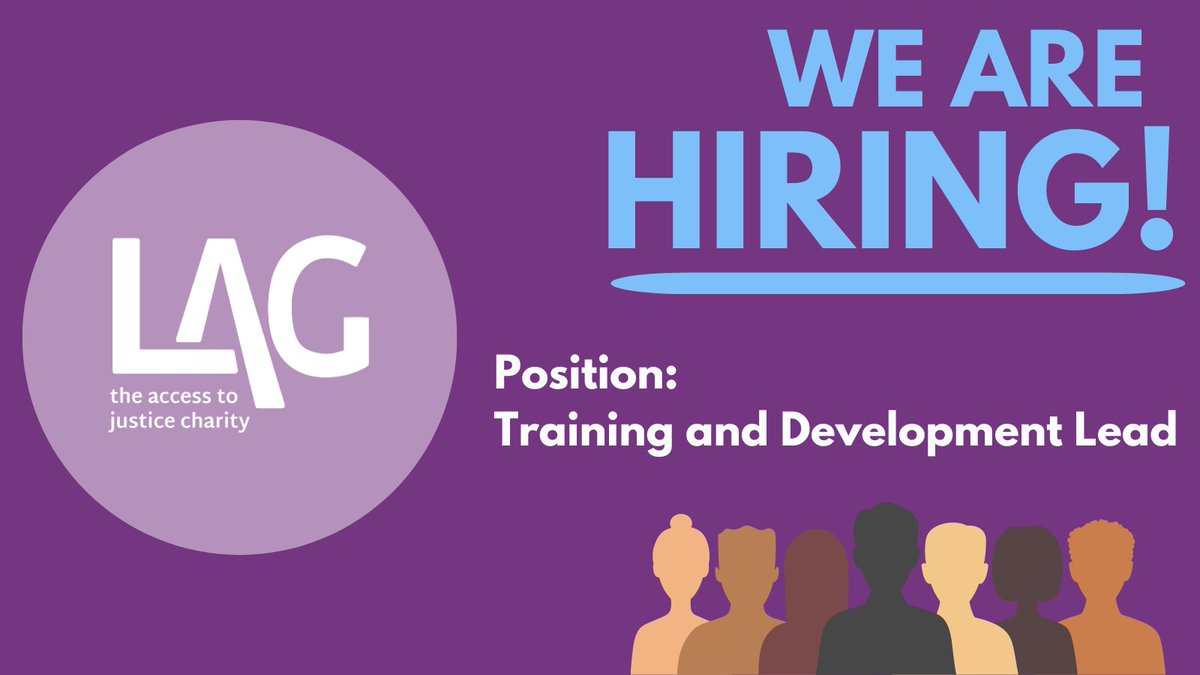 🚨LAG is hiring!   

We are recruiting for a training and development lead to join our team.   

Does this sound like a job for you? Read more here and find out how to apply: charityjob.co.uk/jobs/legal-act…

#CharityJobs #Job #Jobs #Hiring #Vacancies #SocImp #SocialChange  #training