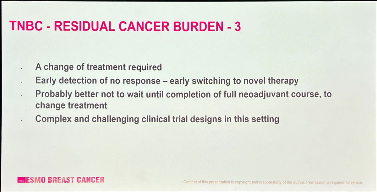 Interesting insights on what to do in TNBC with RCB3 by Dr. Helena Earl in the Post neoadjuvant session moderated by @ErikaHamilton9 and @CarmenCriscit #ESMOBreast2024 #ESMOAmbassadors