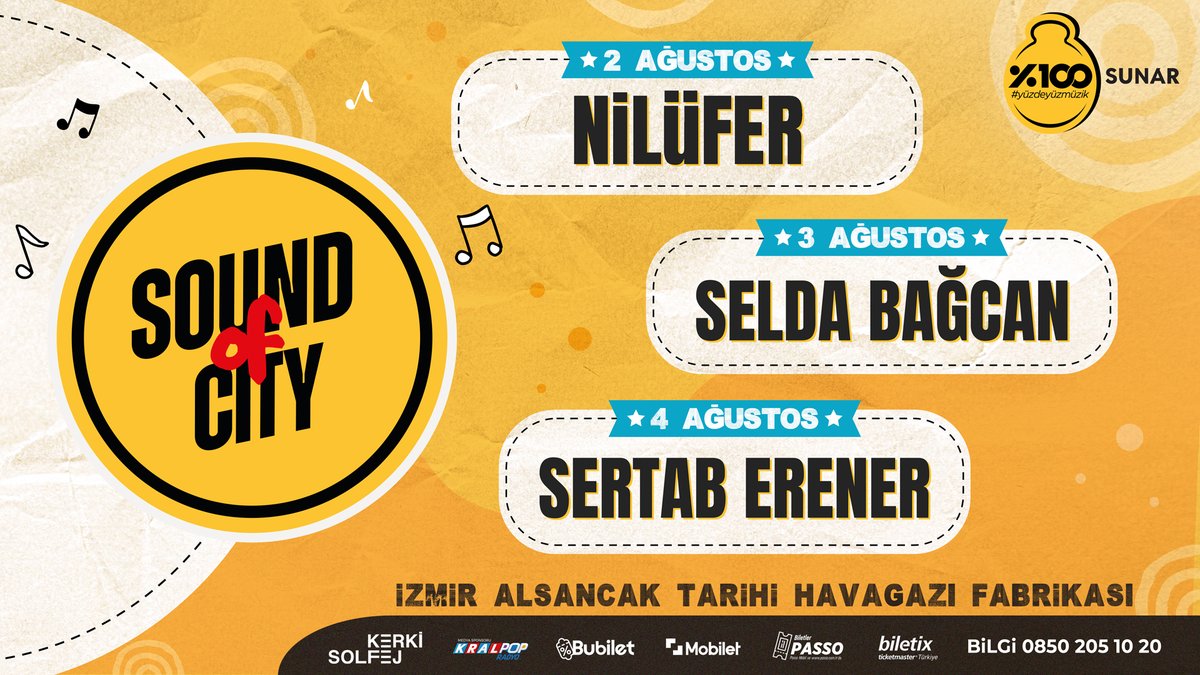 KerkiSolfej (@kerkisolfej) on Twitter photo 2-3-4 Ağustos’ta İzmir Alsancak Tarihi Havagazı Fabrikası’nda müzik ve eğlence dolu üç gün sizleri bekliyor. 🎉 #SoundofCity
🎟️Avantajlı Biletler
bubilet.com.tr/izmir/etkinlik…
<a href="/yuzdeyuzonline/">yuzdeyuzonline</a> #KerkiSolfej #yüzdeyüzmüzik #izmir #alsancak #festival #konser 2-3-4 Ağustos’ta İzmir Alsancak Tarihi Havagazı Fabrikası’nda müzik ve eğlence dolu üç gün sizleri bekliyor. 🎉 #SoundofCity
🎟️Avantajlı Biletler
bubilet.com.tr/izmir/etkinlik…
<a href="/yuzdeyuzonline/">yuzdeyuzonline</a> #KerkiSolfej #yüzdeyüzmüzik #izmir #alsancak #festival #konser