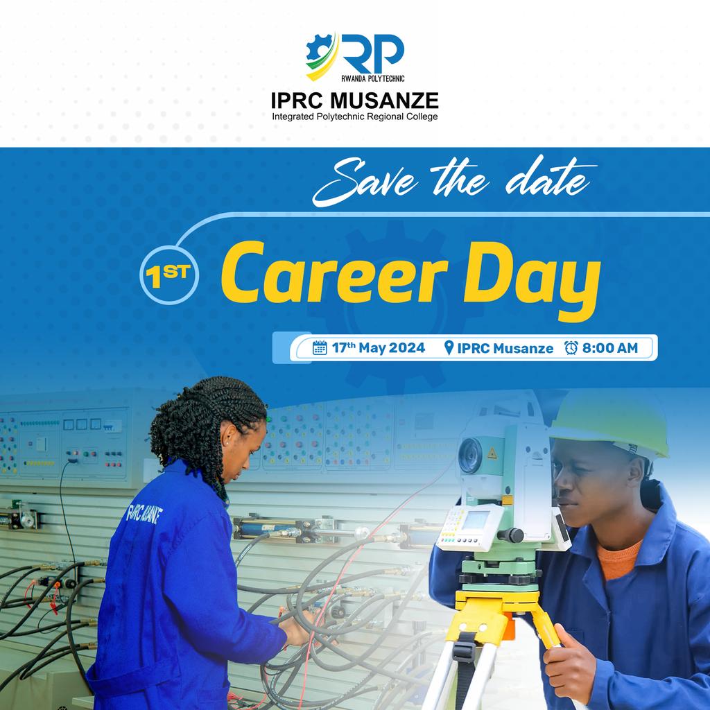 Dear graduates & students of @IPRCMusanze, we are delighted to inform and invite you to attend our 1st Career Day, that will be held on the 17th May, 2024 at IPRC Musanze.