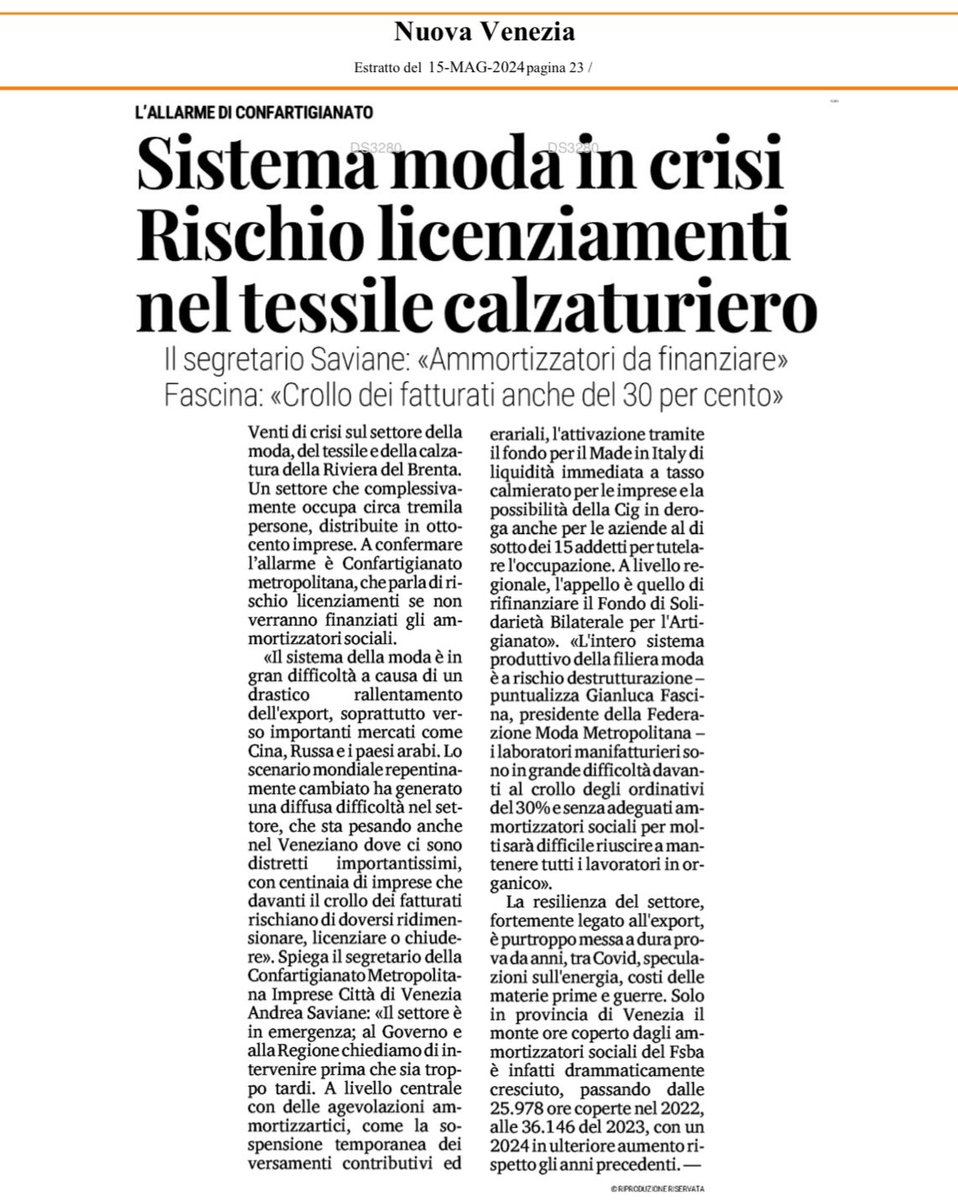 nessuno osa dire parola recessione ma segnali ci sono tutti #madeinitaly #veneto #confartigianato