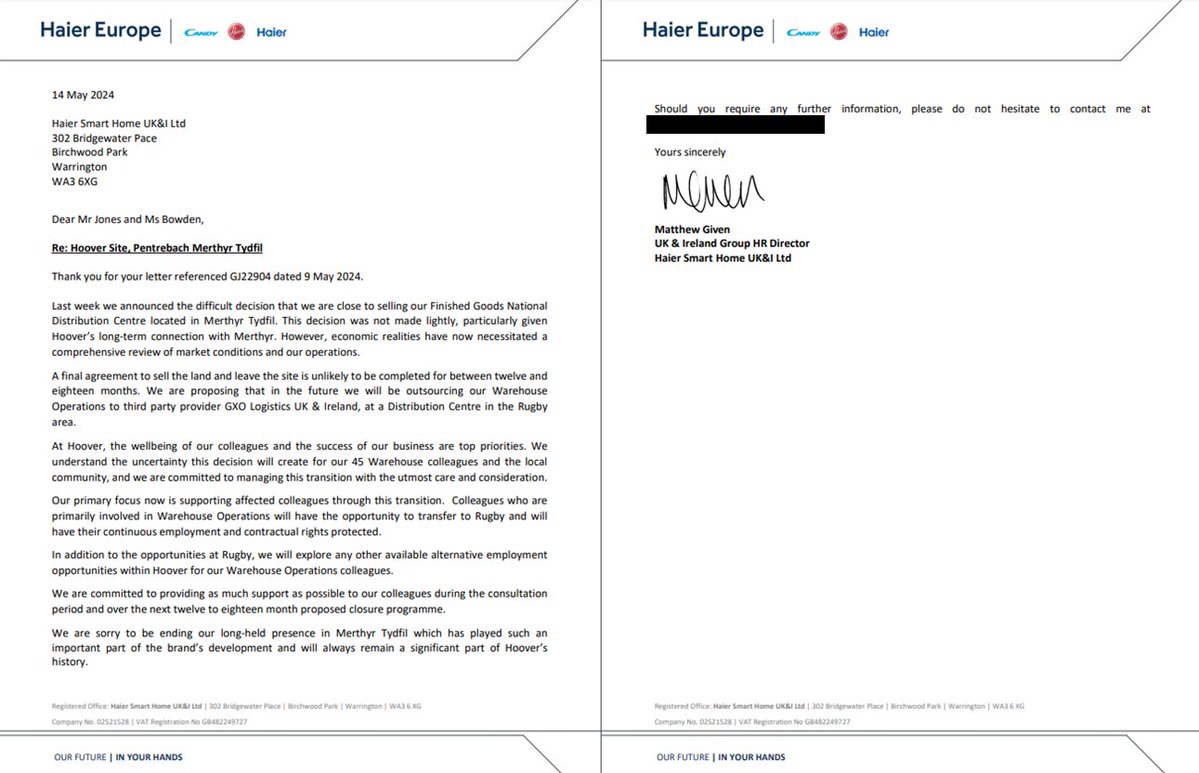 This is the end of an era: Hoovers plan to leave Merthyr Tydfil. It’s incredibly sad that the 45 remaining jobs will leave the town, and I’m working with trade unions to ensure staff are supported through this time of change. @Dawn_Bowden @UniteWales @GMBWSW
