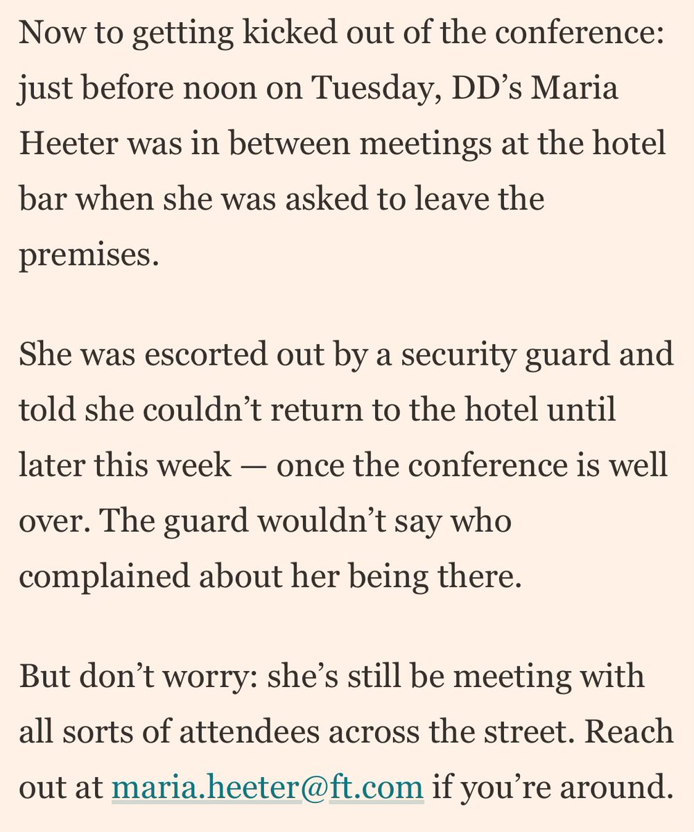 within a month of joining the FT, @HeeterMaria already getting thrown out of conferences: on.ft.com/4dJQlYD