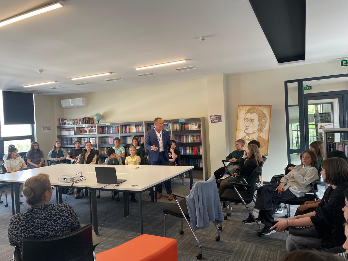 HIS_Moldova's tweet photo. In an incredible 5th series of our #FoundersLecture 

It is a privilege to have Chris speaking to students &amp; staff about his journey to #Moldova &amp; how he came to establish the charity #Hope4 supporting vulnerable children &amp; families. #SocialResponsibility #PublicDuty #KeyValues https://t.co/REMw99NVDF