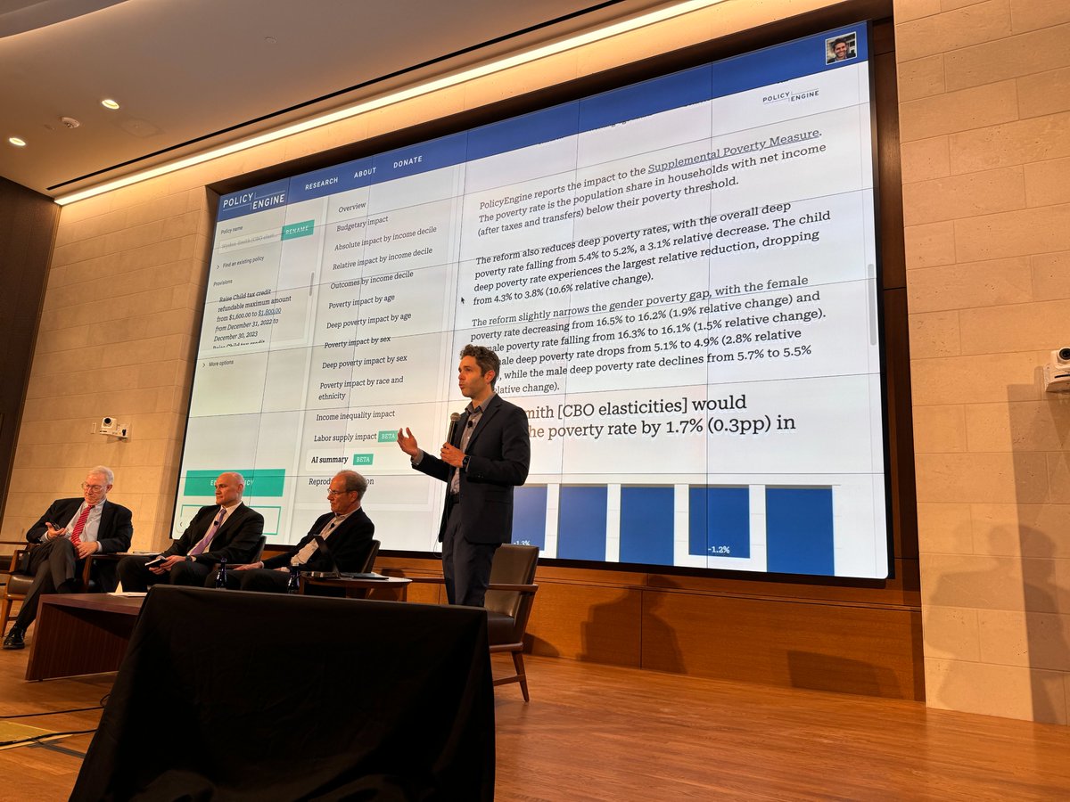 PolicyEngine US (@policyengineus) on Twitter photo Last week, our CEO <a href="/MaxGhenis/">Max Ghenis</a> showcased how PolicyEngine integrates AI into our platform at the <a href="/NatlTax/">National Tax Assoc.</a> Spring Symposium. From enhancing microdata with gradient descent to answering computational policy questions with LLMs, we’re pushing the boundaries of policy analysis. Last week, our CEO <a href="/MaxGhenis/">Max Ghenis</a> showcased how PolicyEngine integrates AI into our platform at the <a href="/NatlTax/">National Tax Assoc.</a> Spring Symposium. From enhancing microdata with gradient descent to answering computational policy questions with LLMs, we’re pushing the boundaries of policy analysis.