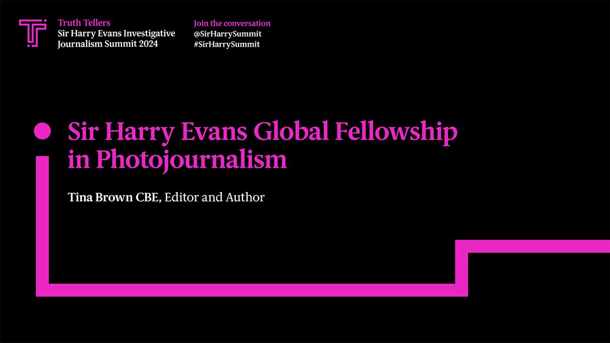 Photojournalism was a central passion to Harry’s life as an editor, so it is our deepest pleasure to announce the annual Sir Harry Evans Global Fellowship in Photojournalism, thanks to the personal generosity of David Thomson, chairman of Thomson Reuters #sirharrysummit…