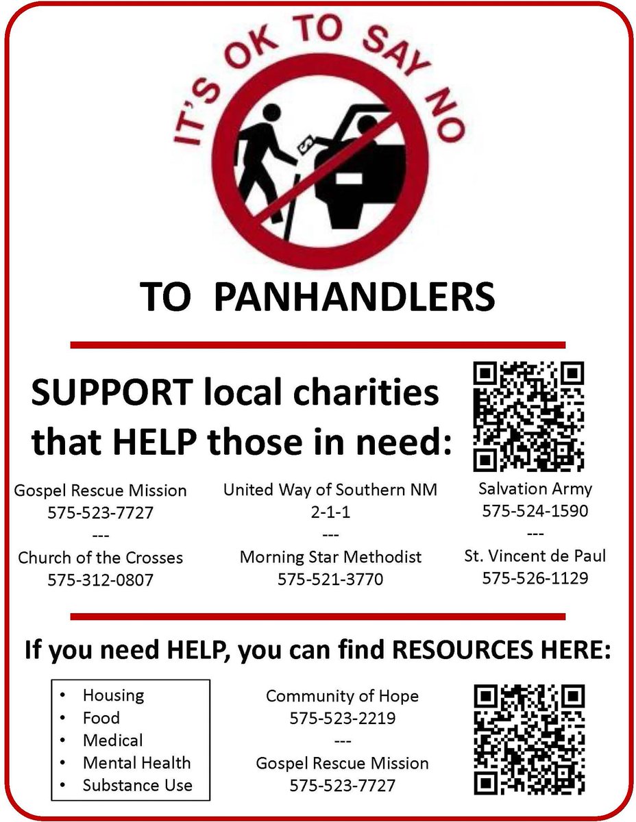 👇👇👇ATTN LAS CRUCENS: Here's a new flyer to help encourage people to find better ways to help than giving out cash. (THANKS to Shawna Pfieffer for the collaboration!)