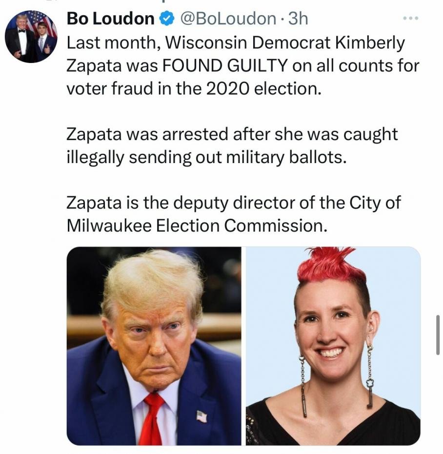 Another Democrat is caught for election fraud in Wisconsin! 👇 I can easily see how Trump lost the 2020 election - well-orchestrated fraud when hundreds of thousands ballots, all marked for Biden, were 'found' at 4 am in all the battleground states! No doubt, the 2020 election