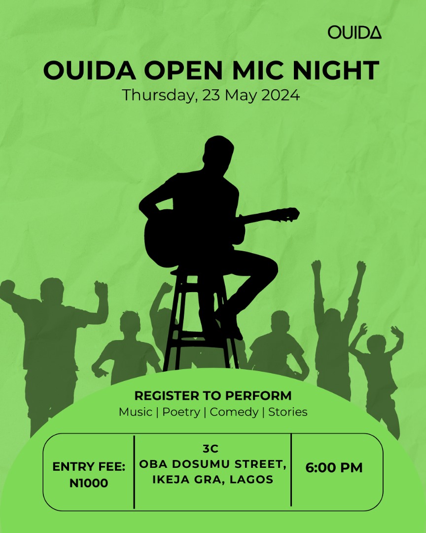 It’s time for Open Mic Night. You know you are about to have a good time with music performances, poetry, short stories and even comedy. Open Mic Night is happening on Thursday, 23 May 2024 at 6pm. Click the link in our bio to register to perform. #OuidaLagos #OuidaOpenMicNight