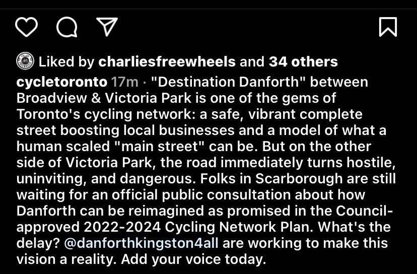 BicycleMayorTO's tweet image. “Folks in Scarborough are still waiting for an official public consultation about how Danforth can be reimagined”
- @CycleToronto 

I’m sure the @tdndp’s elected municipal representative will be a vocal advocate for @DanKing4All as they were for #DestinationDanforth  

#BikeTO