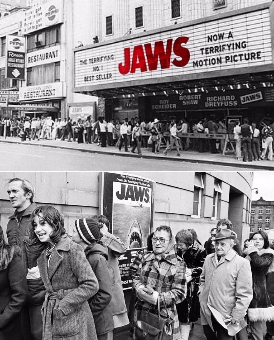 Queueing round the block for JAWS (1975)