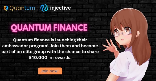 Hello everyone 🤠 👋 @QuantumFi_ NFT - Gated Guild staking system on Injective has launched its ambassador program. It's an early opportunity to be a part of a big project. You could be part of it! Join and share in $40,000 worth of rewards! ✅ How to Participate: ⬇️ @QuantumFi_