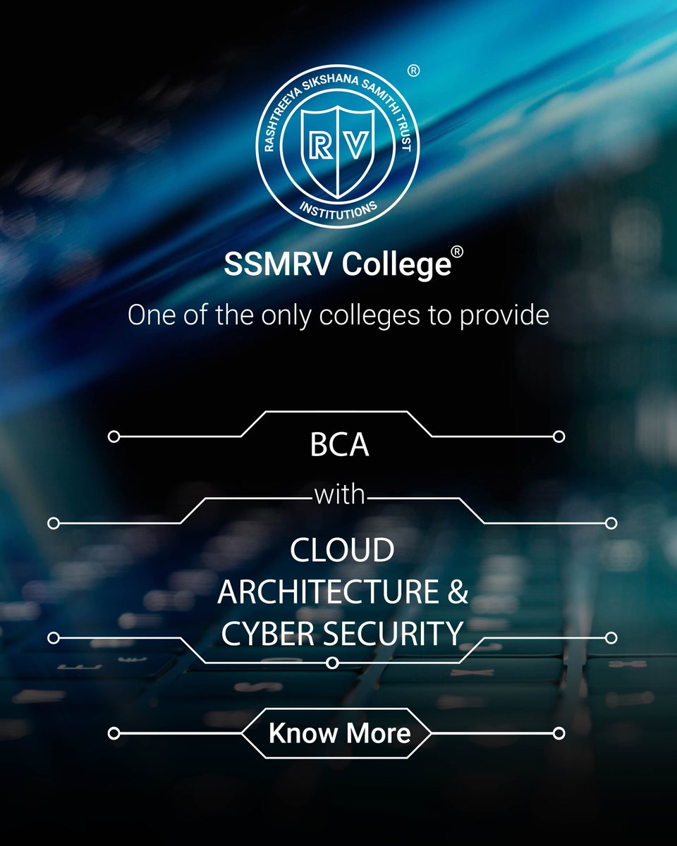 Standing out among the crowd, #SSMRV takes pride in offering BCA with Cloud Architecture &amp; Cybersecurity, paving the way for future-ready professionals. Our holistic approach to education ensures that our students excel academically and thrive in the dynamic world of technology