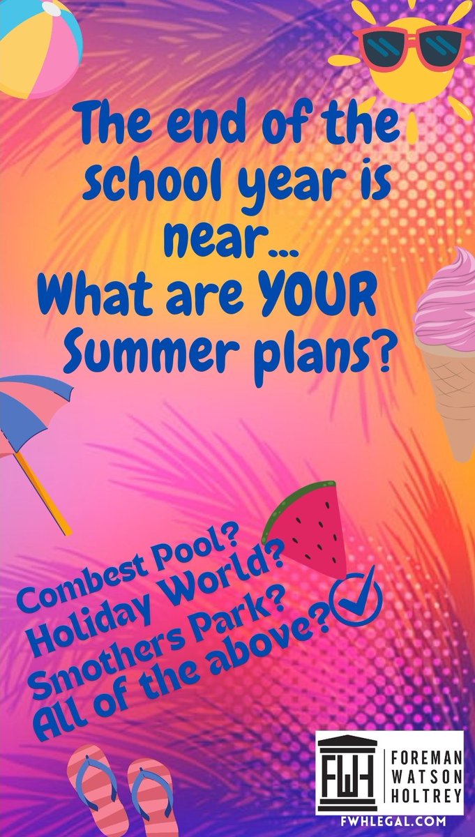 #summerbreak What are your plans? 🌞🌞🌞
<a href="/HolidayWorld/">Holiday World</a> <a href="/CityofOwensboro/">City of Owensboro KY</a> #locallove #FWHlegal 💯