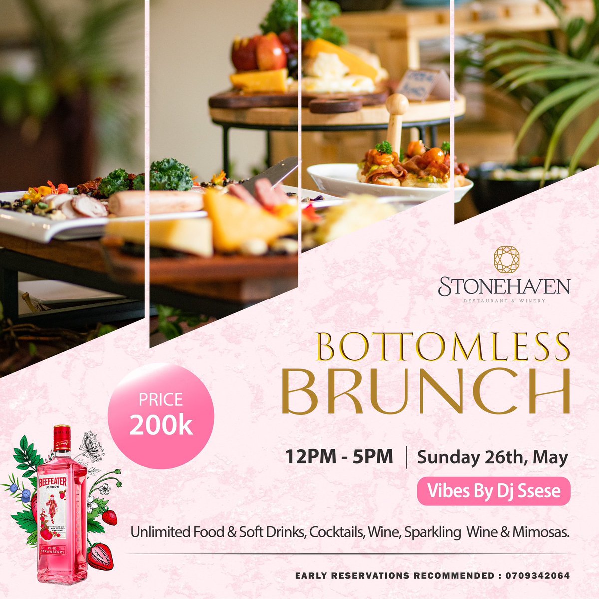 📌STONEHAVEN BOTTOMLESS BRUNCH 

Sunday 26th May 

📍@Stonehavenkla 

Make your reservations today. Call 0709342064 for reservations. 

Indulge in unlimited food and drinks as you relax and enjoy groovy vibes.

Vibes served by @DJ_Ssese