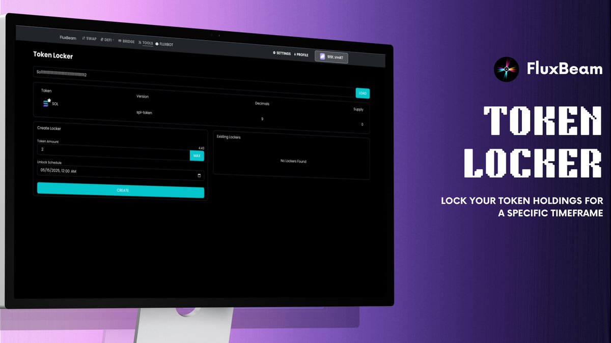 1/ ICYMI, Our Token Locker is now live on @FluxBeamDEX!

Stay committed to your strategy and reinforce your conviction with our simple, FREE tool at your disposal.