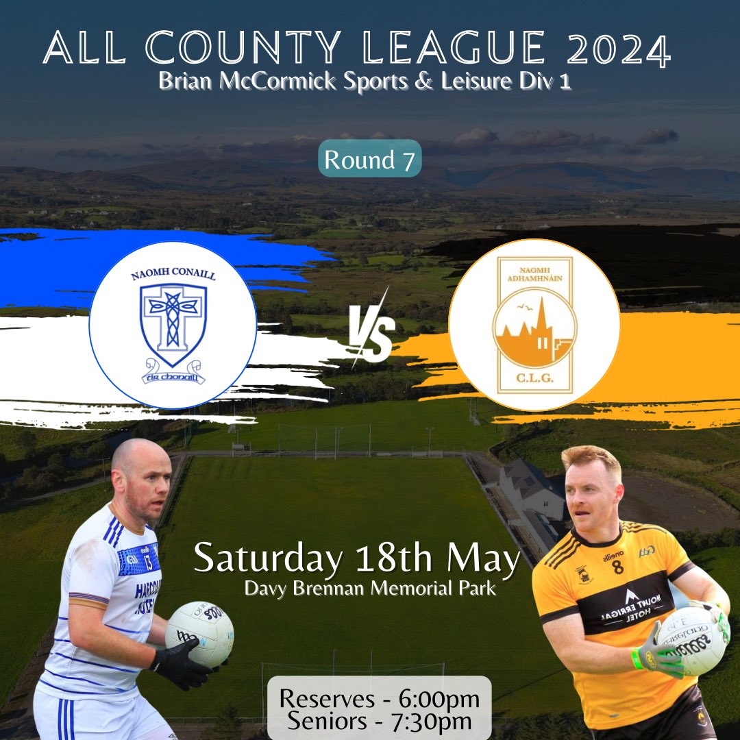 This weekend our senior & reserve teams are back on home soil, as we welcome St.Eunans to Glenties on Saturday evening! Naomh Conaill vs St.Eunans 📆Saturday 18th May ⏰ 6:00pm & 7:30pm 📍Davy Brennan Memorial Park