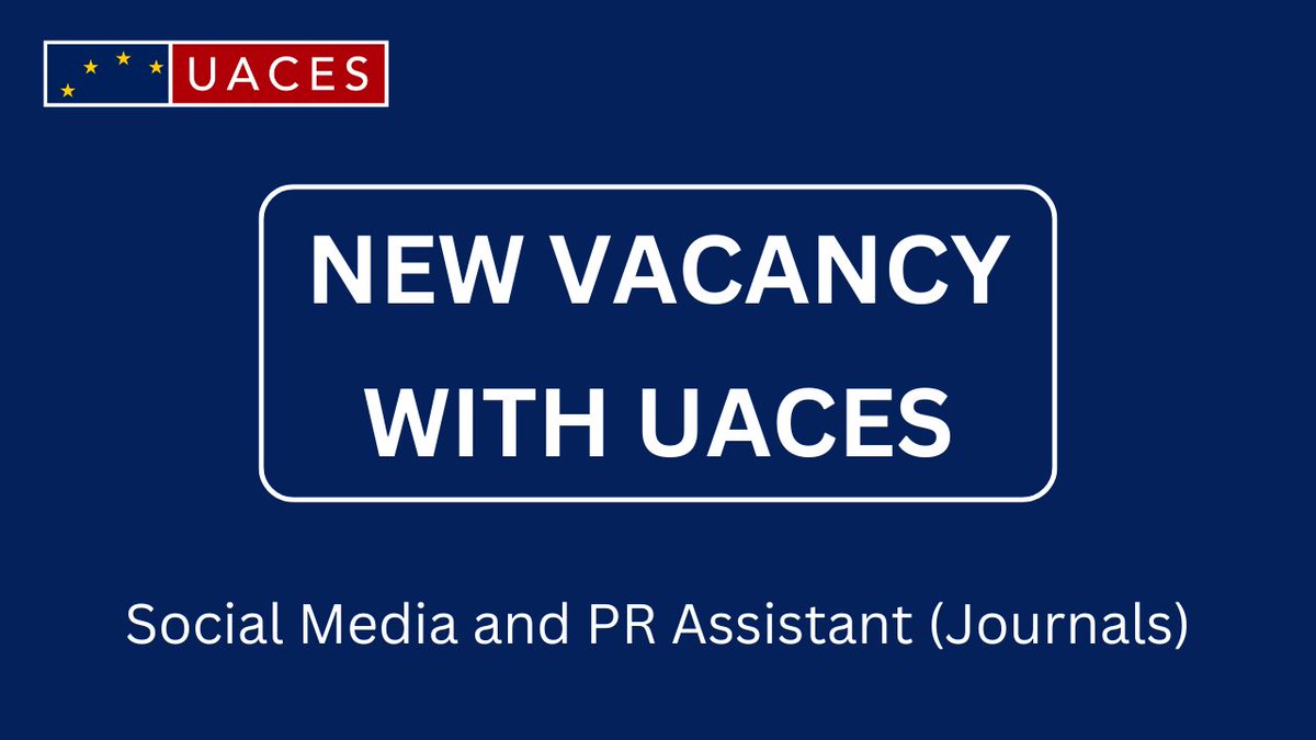 Passionate about social media, PR, and European Studies? 🌍 Join us at @UACES as a part-time Social Media and PR Assistant! You'll work on our prestigious journals, @JCMS_EU and @CEP_journal Apply by 28 June 2024. Full details here: uaces.org/sites/default/… #UACES #Vacancy #Job