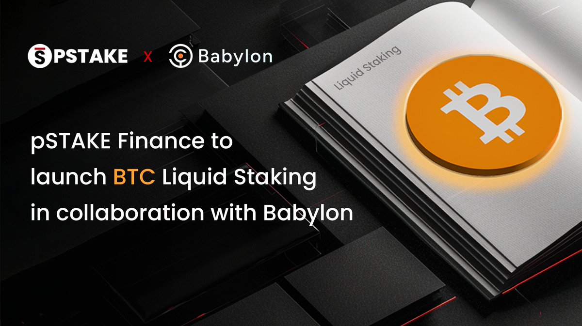 Breaking: pSTAKE Finance is launching a premier liquid staking solution for Bitcoin, built atop @babylon_chain. pSTAKE aims to become a catalyst for BTCfi growth by creating a direct pathway to generate #BTC staking yield. Learn more 👉🏼 blog.pstake.finance/2024/05/15/pst…