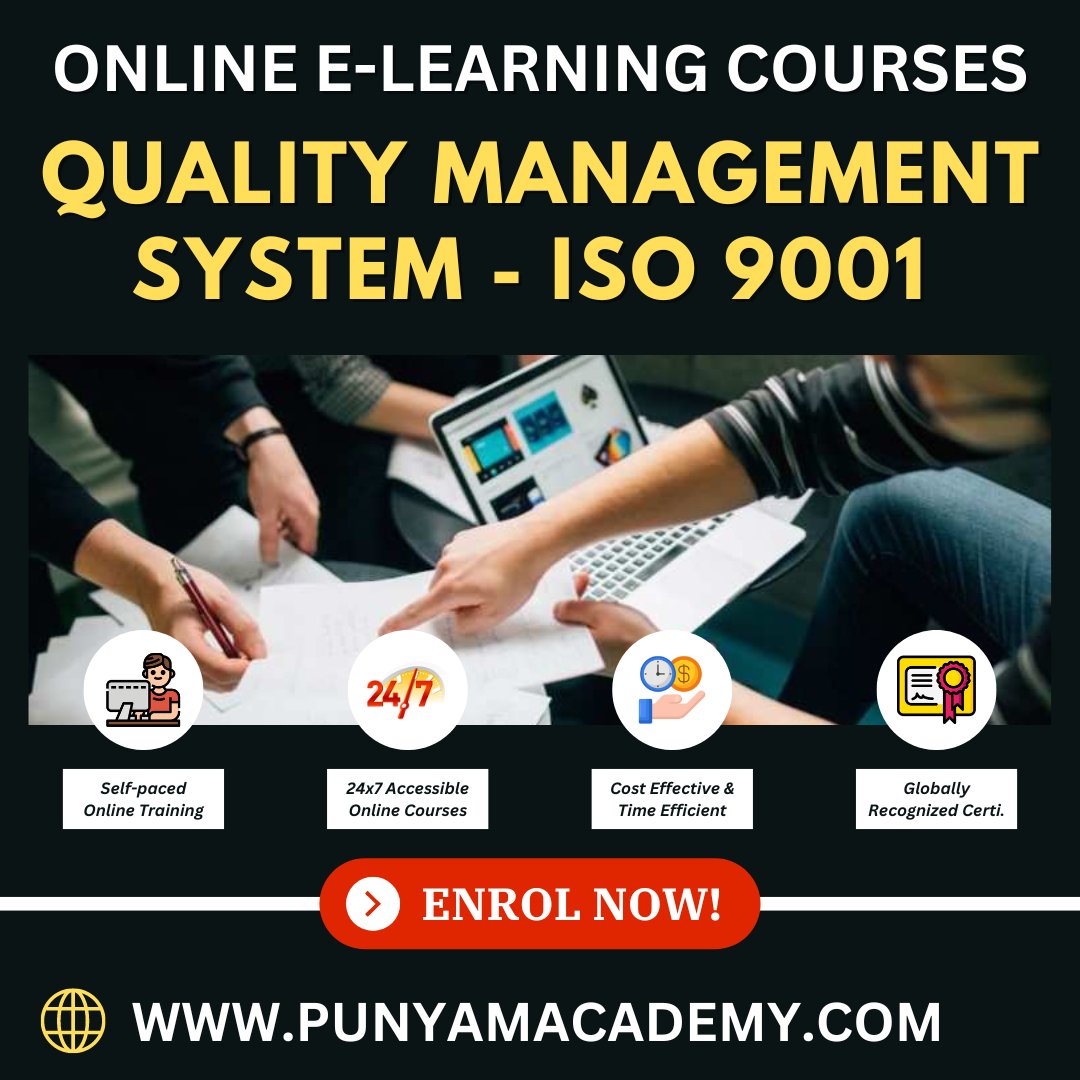 Online E-learning Course On QMS ISO 9001. Enroll Now: punyamacademy.com #iso9001 #iso9001qms #qms #qualitymanagement