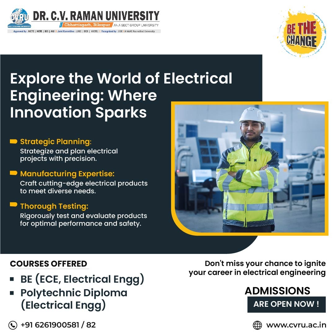 Discover the realm of #ElectricalEngineering, where ideas spark innovation. From strategic planning to rigorous testing, we equip you with the skills to craft cutting-edge products. Don't wait - seize the opportunity to shape your future in electrical engineering.