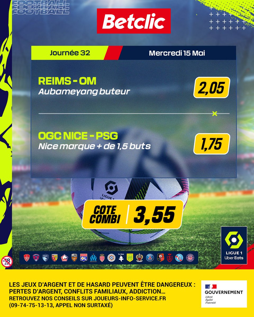 🔥 Aubameyang va chercher son 17ème but en championnat, et Nice profite d'un PSG décimé ? 👉 Le combi dispo juste ici : betclic.fr/bet/1zk4kona