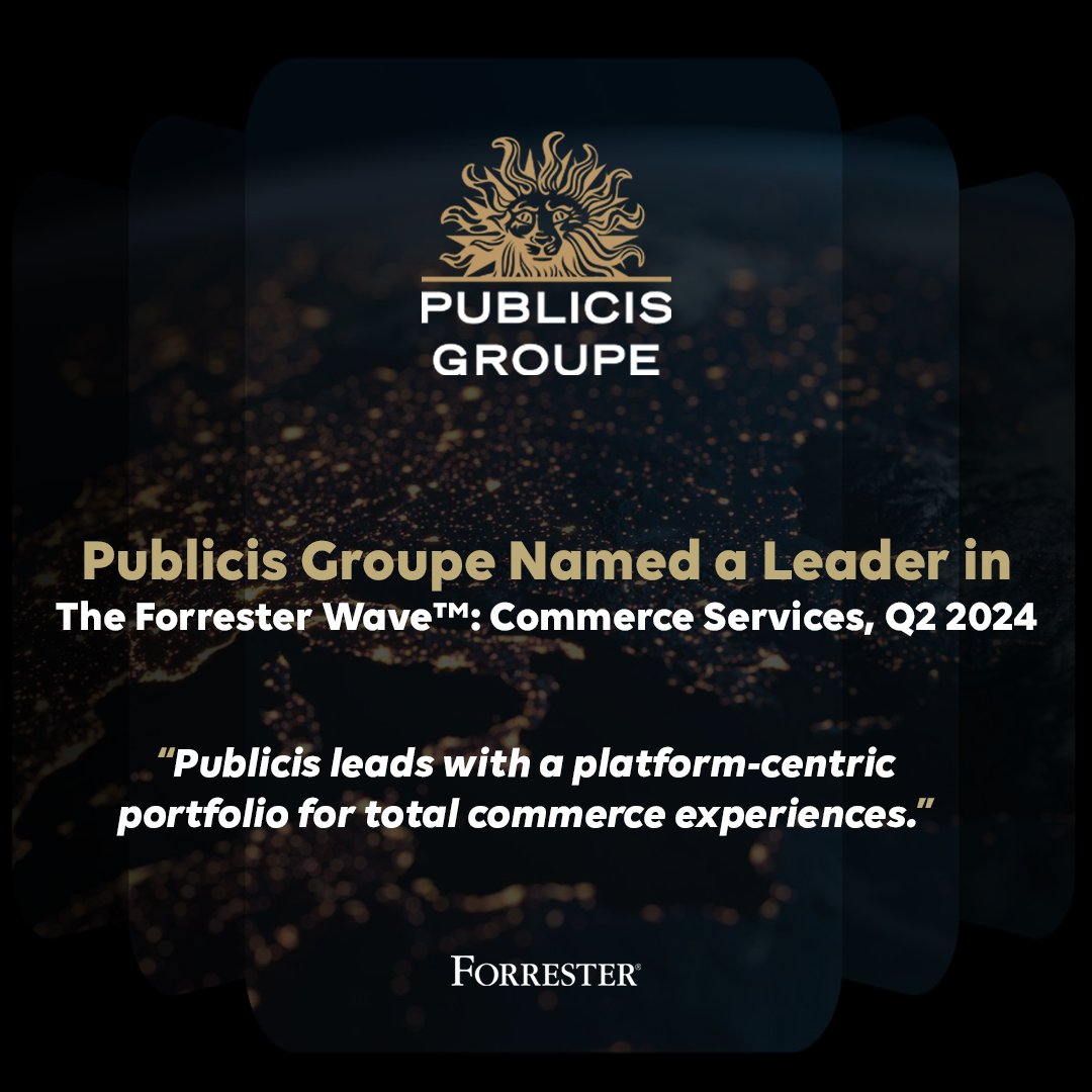 PublicisGroupe's tweet image. We are incredibly proud that Publicis Groupe has been named a Leader in “The Forrester Wave™: Commerce Services, Q2 2024” by Forrester Research, Inc. Read the release and download the full report here. publicisgroupe.com/en/news/press-…
