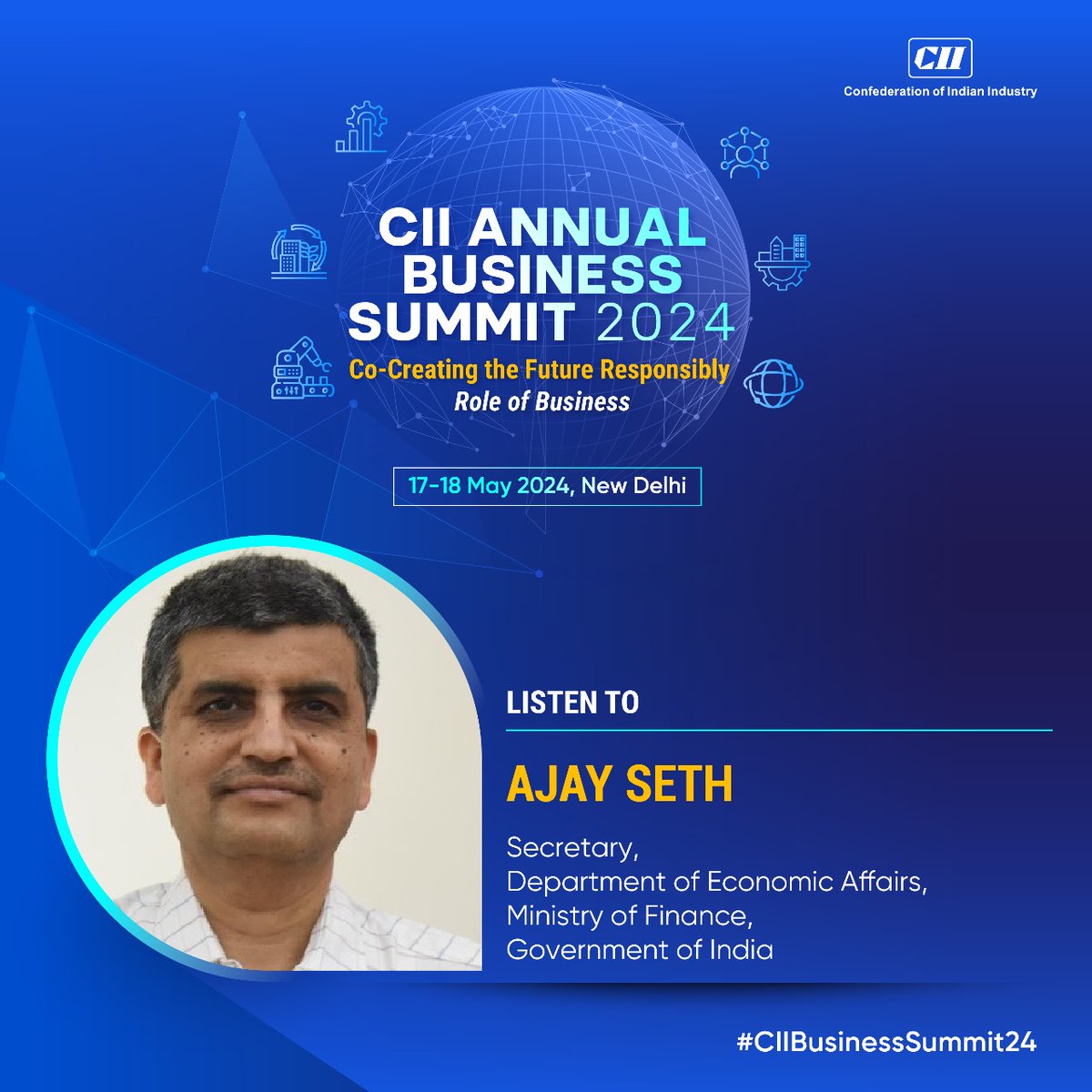 Listen to Ajay Seth, Secretary, Department of Economic Affairs, @FinMinIndia, Government of India Limited share views at the CII Annual Business Summit 2024! Gather deep insights as top minds from the government and industry draw the roadmap towards a developed India. Block your