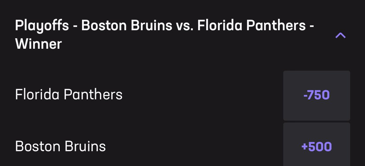 Panthers up 3-2 on Bruins with Game 6 in Boston on Friday. This series price is 😳 (via @HardRockBet)