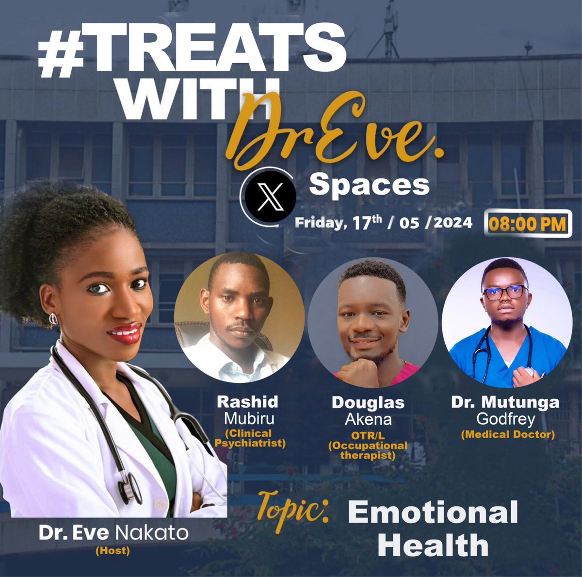 This Friday at 20:00(EAT) we will talk about the impact of emotional well-being on our lives. 📌 How do you express your emotions? 📌 Is it okay for men to cry as a way of expressing their emotions? Join me and my amazing guests with all your questions, you don't want to miss