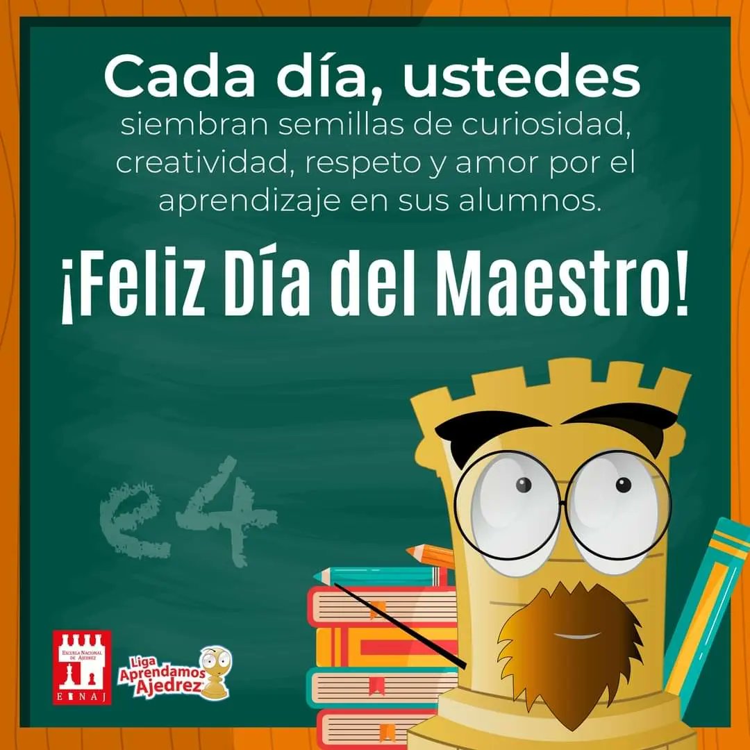 ESNAJ's tweet photo. Nuestro  reconocimiento a todos los maestros en su día. Su labor va más allá de impartir conocimientos; son guías, mentores y modelos a seguir. ¡Muchas felicidades!
#diadelmaestro #diadelmaestro2024  #GraciasMaestro #Ajedrez #agradecimiento https://t.co/I8lRjzBdXM